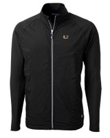 Miami Hurricanes Cutter & Buck Adapt Eco Knit Hybrid Recycled Mens Full Zip Jacket BL_MANN_HG 1