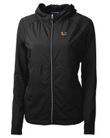 Miami Hurricanes Cutter & Buck Adapt Eco Knit Hybrid Recycled Womens Full Zip Jacket BL_MANN_HG 1