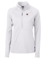 Miami University RedHawks Cutter & Buck Adapt Eco Knit Stretch Recycled Womens Half Zip Pullover WH_MANN_HG 1