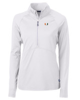 Miami Hurricanes Cutter & Buck Adapt Eco Knit Stretch Recycled Womens Half Zip Pullover WH_MANN_HG 1