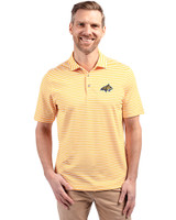 Montana State Bobcats Cutter & Buck Virtue Eco Pique Stripe Recycled Mens Polo College Gold Front