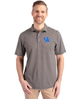 Kentucky Wildcats Cutter & Buck Virtue Eco Pique Stripe Recycled Mens Polo Black Front