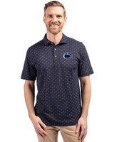 Penn State Nittany Lions Cutter & Buck Virtue Eco Pique Tile Print Recycled Mens Polo Navy Blue Front