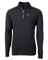 Miami Hurricanes Cutter & Buck Adapt Eco Knit Stretch Recycled Mens Big and Tall Quarter Zip Pullover BL_MANN_HG 1