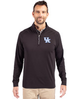 Kentucky Wildcats Cutter & Buck Adapt Eco Knit Stretch Recycled Mens Big and Tall Quarter Zip Pullover Black Front