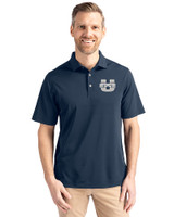 Utah State Aggies Cutter & Buck Virtue Eco Pique Recycled Mens Big and Tall Polo Navy Blue Front