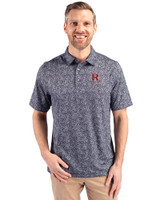 Rutgers Scarlet Knights Cutter & Buck Pike Constellation Print Stretch Mens Polo Black Front
