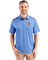 San Jose State Spartans Cutter & Buck Pike Constellation Print Stretch Mens Polo Chelan Blue Front