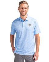North Carolina Tar Heels Cutter & Buck Pike Constellation Print Stretch Mens Polo Atlas Light Blue Front