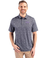 TCU Horned Frogs Cutter & Buck Pike Constellation Print Stretch Mens Polo Black Front