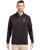 Tennessee Volunteers Cutter & Buck Adapt Eco Knit Stretch Recycled Mens Quarter Zip Pullover Black Front