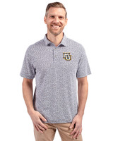 Marquette Golden Eagles Cutter & Buck Virtue Eco Pique Botanical Print Recycled Mens Polo Navy Blue Front