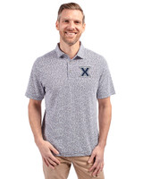 Xavier Musketeers Cutter & Buck Virtue Eco Pique Botanical Print Recycled Mens Polo Navy Blue Front
