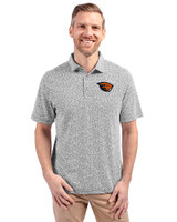 Oregon State Beavers Cutter & Buck Virtue Eco Pique Botanical Print Recycled Mens Polo Black Front