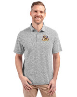 LSU Tigers Cutter & Buck Virtue Eco Pique Botanical Print Recycled Mens Polo Black Front