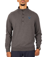 Villanova Wildcats Cutter & Buck Saturday Cotton Blend Mens Mock Pullover Sweatshirt Charcoal Heather Front