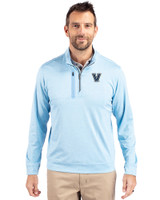 Villanova Wildcats Cutter & Buck Stealth Heathered Quarter Zip Mens Pullover Atlas Light Blue Front