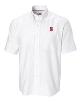 Stanford Cardinal - Cutter & Buck Epic Easy Care Nailshead Mens Big and Tall Short Sleeve Dress Shirt White Mannequin
