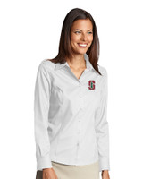 Stanford Cardinal - Cutter & Buck Epic Easy Care Fine Twill Womens Long Sleeve Dress Shirt White Front
