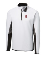 Stanford Cardinal - Cutter & Buck Traverse Colorblock Stretch Quarter Zip Mens Pullover White Mannequin