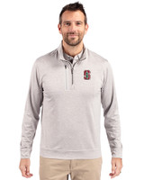 Stanford Cardinal - Cutter & Buck Stealth Heathered Quarter Zip Mens Pullover Polished Medium Gray Front