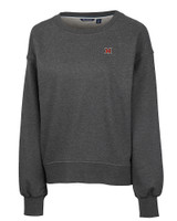 Miami University RedHawks - Cutter & Buck Saturday Cotton Blend Womens Crew Neck Sweatshirt Charcoal Heather Mannequin