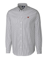 Miami University RedHawks - Cutter & Buck Stretch Oxford Stripe Mens Big and Tall Long Sleeve Dress Shirt Charcoal Mannequin