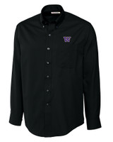 Washington Huskies Cutter & Buck Epic Easy Care Fine Twill Mens Big and Tall Dress Shirt Black Mannequin