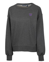 Washington Huskies Cutter & Buck Saturday Cotton Blend Womens Crew Neck Sweatshirt Charcoal Heather Mannequin