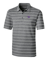 Washington Huskies Cutter & Buck Forge Epic Confidence Recycled Heathered Stripe Stretch Mens Polo Black Mannequin