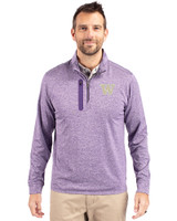 Washington Huskies Cutter & Buck Stealth Heathered Quarter Zip Mens Pullover College Purple Front
