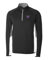 Washington Huskies Cutter & Buck Traverse Colorblock Stretch Quarter Zip Mens Pullover Black Mannequin