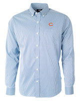 Chicago Bears Cutter & Buck Versatech Pinstripe Stretch Mens Long Sleeve Dress Shirt Indigo Mannequin