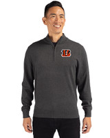 Cincinnati Bengals Cutter & Buck Lakemont Tri-Blend Mens Quarter Zip Pullover Sweater Charcoal Heather Front