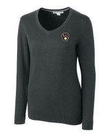 Milwaukee Brewers Cutter & Buck Lakemont Tri-Blend Womens V-Neck Pullover Sweater CCH_MANN_HG 1