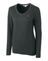 Cincinnati Reds Cutter & Buck Lakemont Tri-Blend Womens V-Neck Pullover Sweater CCH_MANN_HG 1