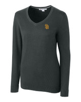 San Diego Padres Cutter & Buck Lakemont Tri-Blend Womens V-Neck Pullover Sweater CCH_MANN_HG 1