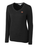 Cincinnati Bengals Cutter & Buck Lakemont Tri-Blend Womens V-Neck Pullover Sweater BL_MANN_HG 1