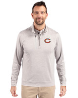 Chicago Bears - Cutter & Buck Stealth Heathered Mens Big and Tall  Quarter Zip Pullover Polished Medium Gray Front