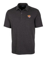 Bethune-Cookman Wildcats Cutter & Buck Advantage Tri-Blend Jersey Mens Big and Tall Pocket Polo Black Heather Mannequin