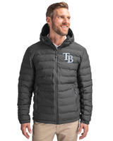 Tampa Bay Rays Cutter & Buck Mission Ridge   Repreve® Recycled Insulated Puffer Mens Full Zip Jacket Elemental Grey Front