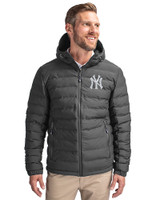 New York Yankees Cutter & Buck Mission Ridge Repreve® Eco Insulated Mens Puffer Jacket Elemental Grey Front