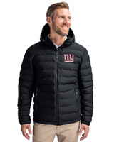 New York Giants Cutter & Buck Mission Ridge Repreve® Eco Insulated Mens Puffer Jacket Black Front
