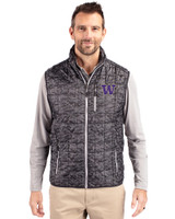 Washington Huskies Cutter & Buck Rainier PrimaLoft® Mens Eco Insulated Full Zip Printed Puffer Vest Black Front