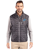 Detroit Lions Cutter & Buck Rainier PrimaLoft® Mens Eco Insulated Full Zip Printed Puffer Vest Black Front