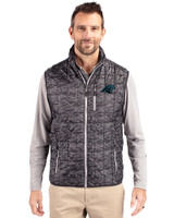 Carolina Panthers Cutter & Buck Rainier PrimaLoft® Mens Eco Insulated Full Zip Printed Puffer Vest Black Front