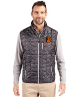 Baltimore Orioles Cutter & Buck Rainier PrimaLoft® Mens Eco Insulated Full Zip Printed Puffer Vest Black Front