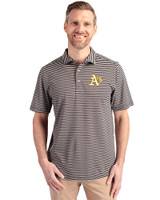 Athletics Cutter & Buck Virtue Eco Pique Stripe Recycled Mens Big and Tall Polo Black Front