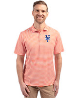 New York Mets Cutter & Buck Virtue Eco Pique Stripe Recycled Mens Big and Tall Polo College Orange Front