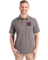 New York Giants Cutter & Buck Virtue Eco Pique Stripe Recycled Mens Big and Tall Polo Black Front